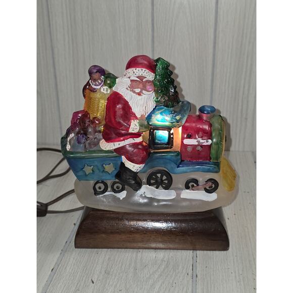 Vtg Old World Christmas Lamp Santa On A Train Hand painted Glass Holiday Decor - Picture 7 of 9